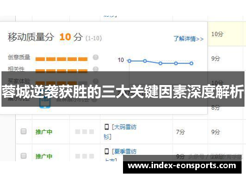 蓉城逆袭获胜的三大关键因素深度解析